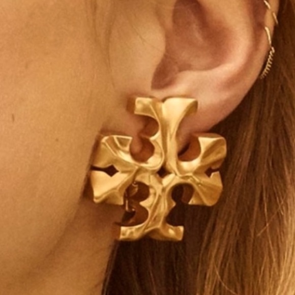 Tory Burch Jewelry - Tory Burch Exaggerated  Double T Golden ROXANNE Statement Earrings